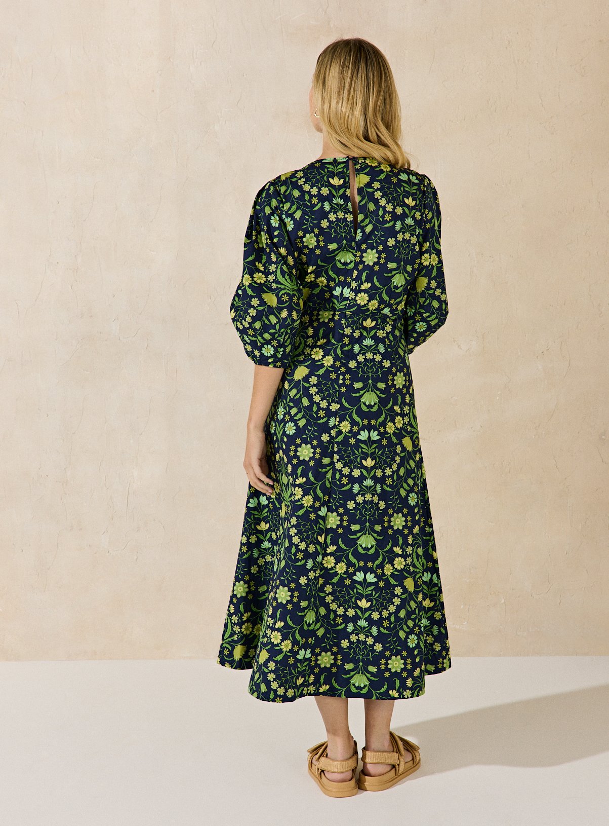 EVERBELLE Printed Poplin Midi Summer Dress 8 - Image 4 thumbnail